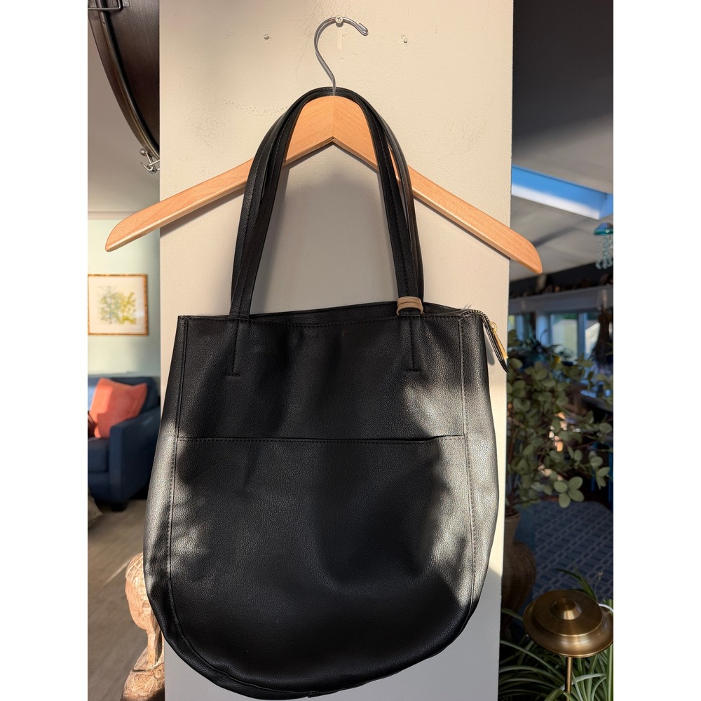 Anthropologie Tote Bag Womens Large Black Good Tassel Boho Minimalist Everyday